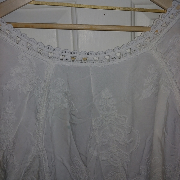 COPY - NWT Democracy Boho White Crochet, Trim ¾ Split -Sleeve Top – Size L - Picture 9 of 10